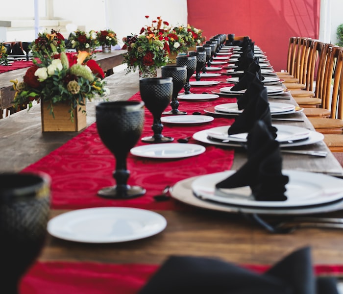 Stack of folding tables set up for an event